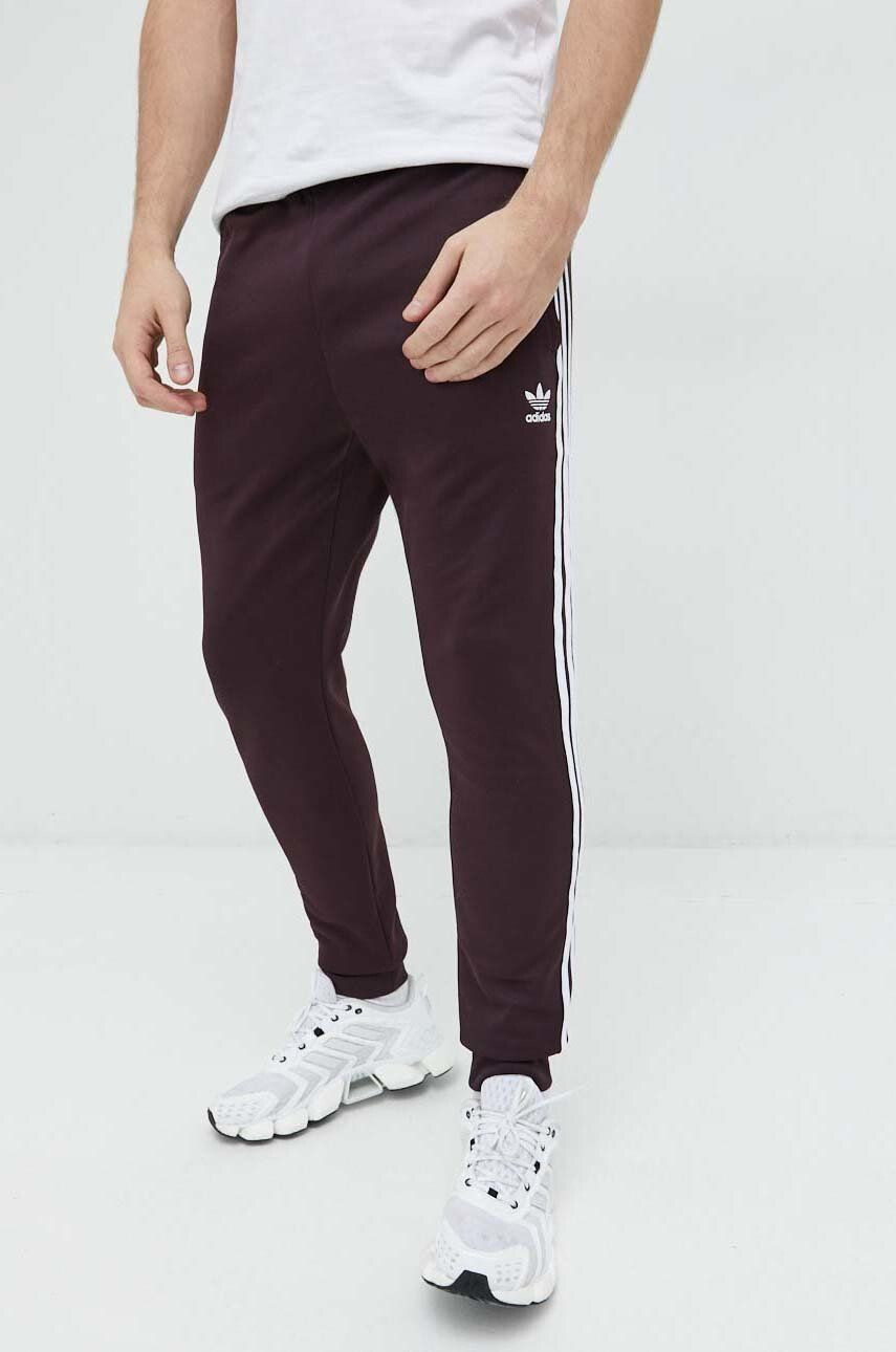 adidas Originals pantaloni de trening barbati culoarea bordo neted - Pled.ro