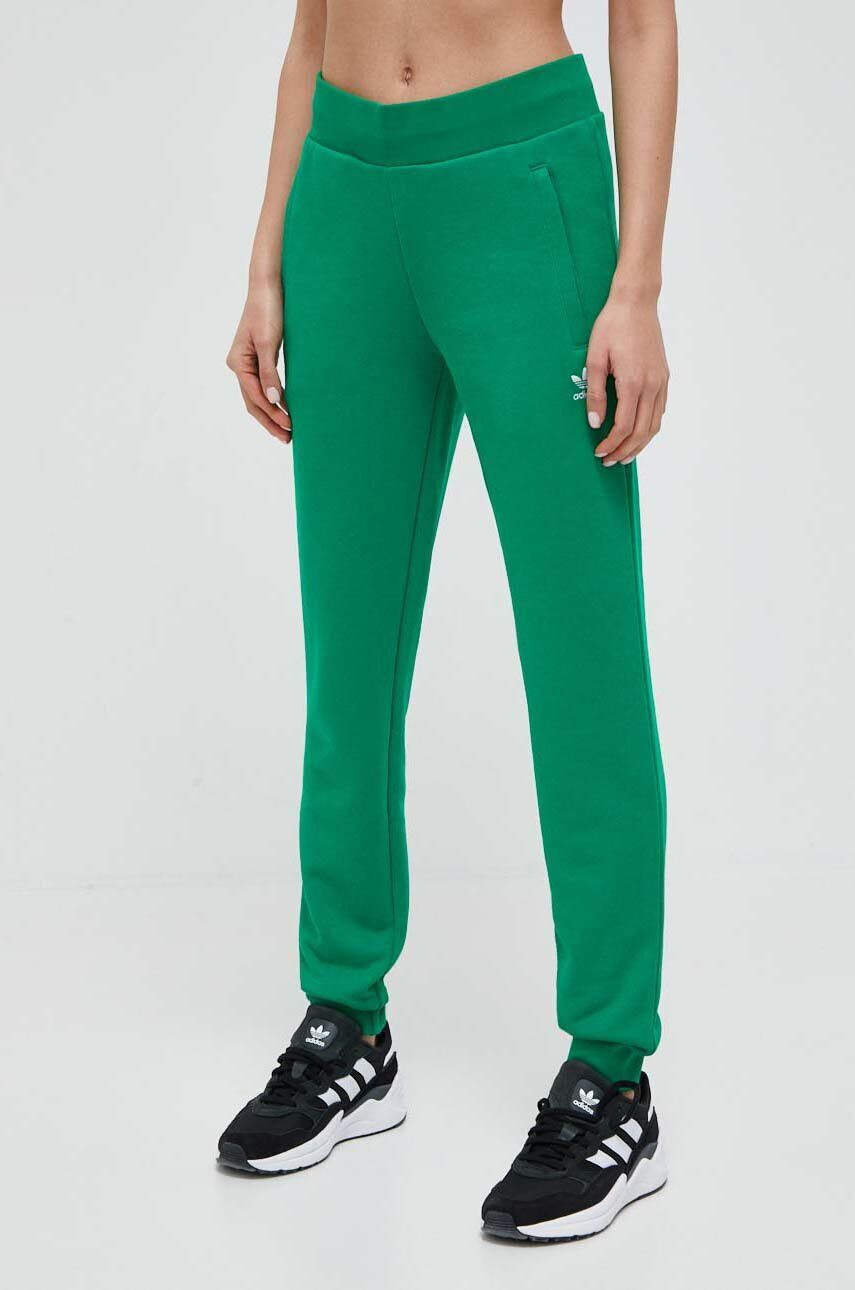 adidas Originals pantaloni de trening din bumbac culoarea verde neted - Pled.ro