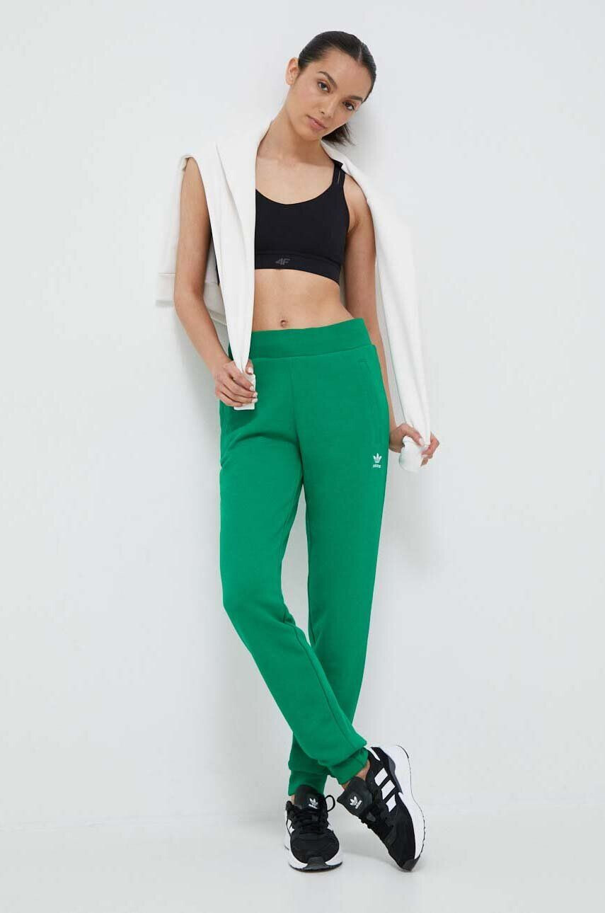 adidas Originals pantaloni de trening din bumbac culoarea verde neted - Pled.ro