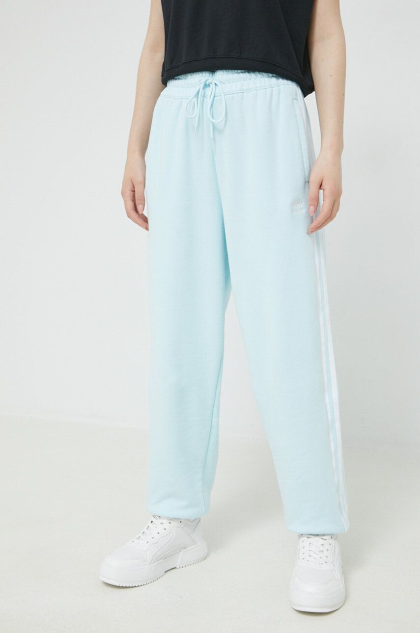 adidas Originals pantaloni de trening din bumbac femei neted HM2144-ALMBLU - Pled.ro