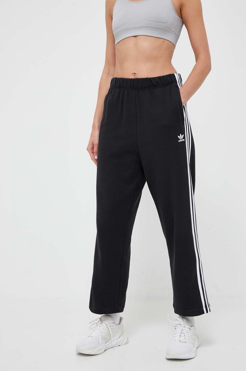 adidas Originals pantaloni de trening din bumbac Open Hem Pant culoarea negru uni IC5505 - Pled.ro