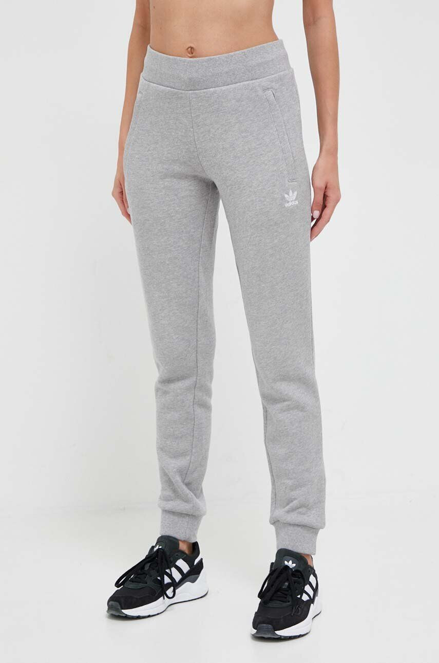 adidas Originals pantaloni de trening din bumbac culoarea gri melanj - Pled.ro