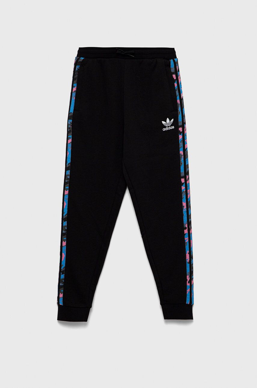 adidas Originals pantaloni de trening pentru copii culoarea negru cu imprimeu - Pled.ro