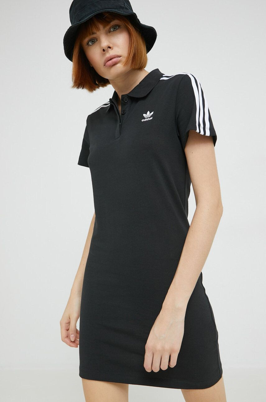 adidas Originals rochie culoarea negru mini mulata - Pled.ro