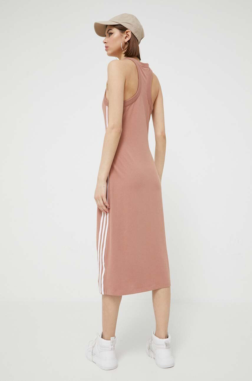 adidas Originals rochie culoarea maro midi drept - Pled.ro