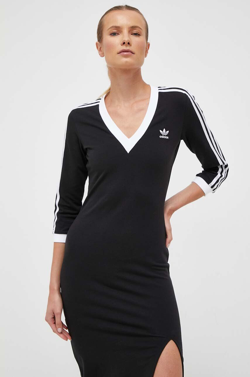 adidas Originals rochie culoarea negru maxi mulata - Pled.ro