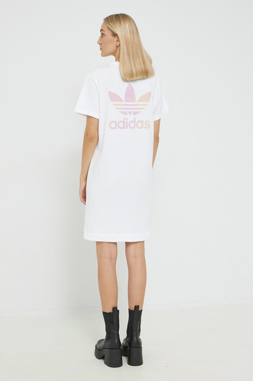 adidas Originals rochie din bumbac culoarea alb mini drept - Pled.ro