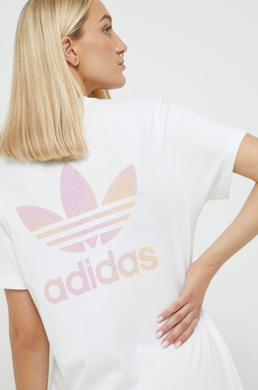 adidas Originals rochie din bumbac culoarea alb mini drept - Pled.ro