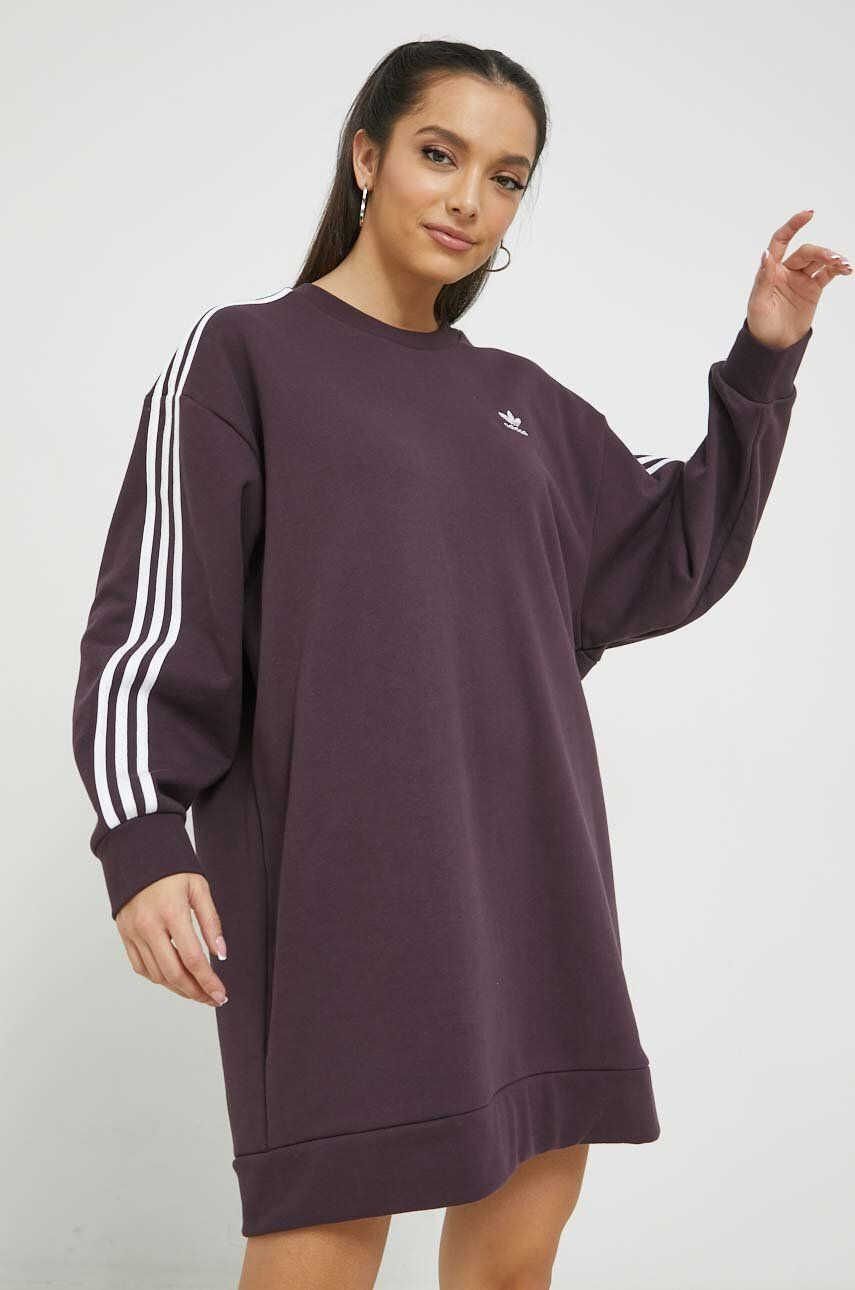 adidas Originals rochie din bumbac culoarea violet midi oversize - Pled.ro