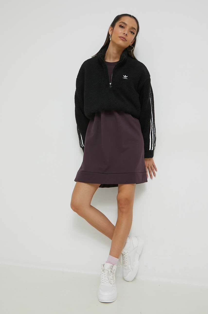 adidas Originals rochie din bumbac culoarea violet midi oversize - Pled.ro