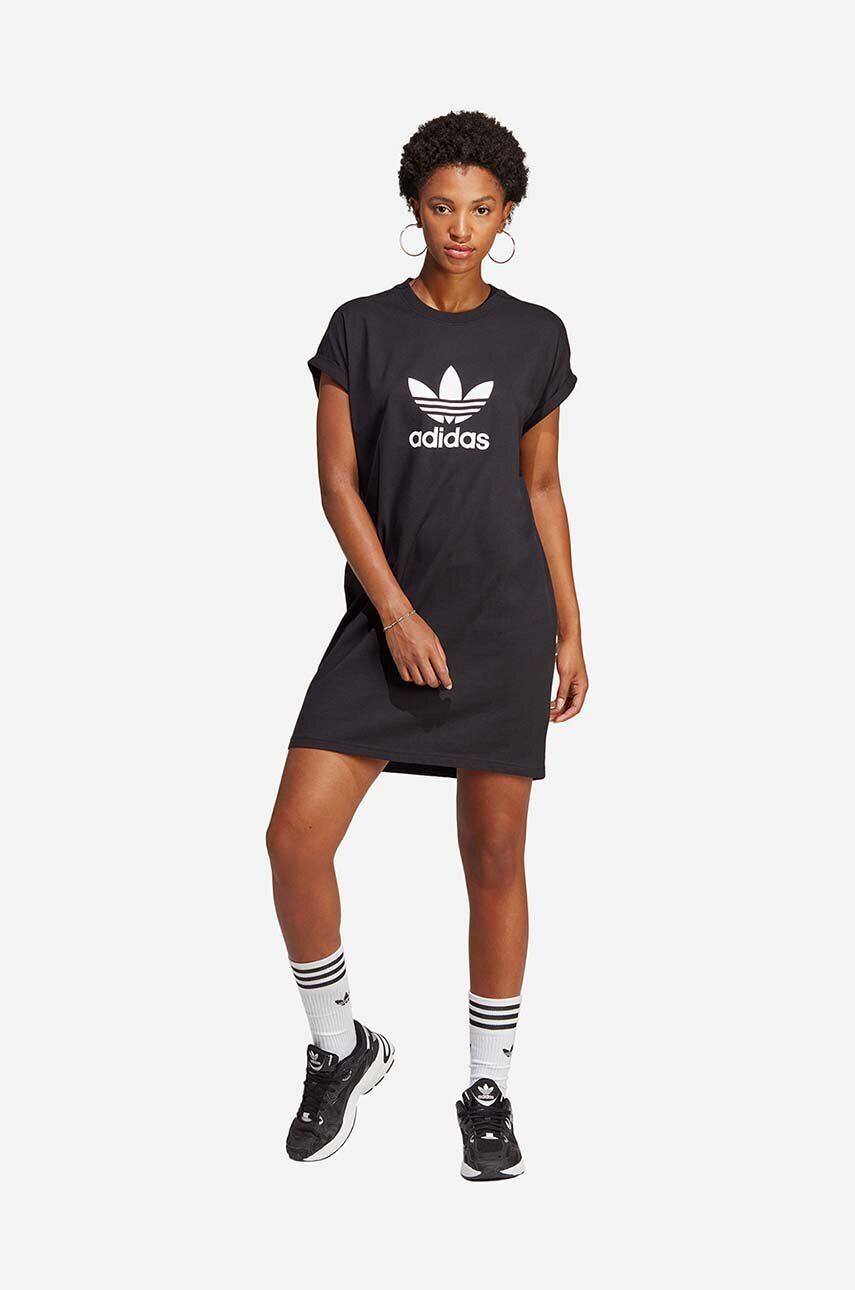 adidas Originals rochie din bumbac culoarea negru mini drept IC5483-black - Pled.ro