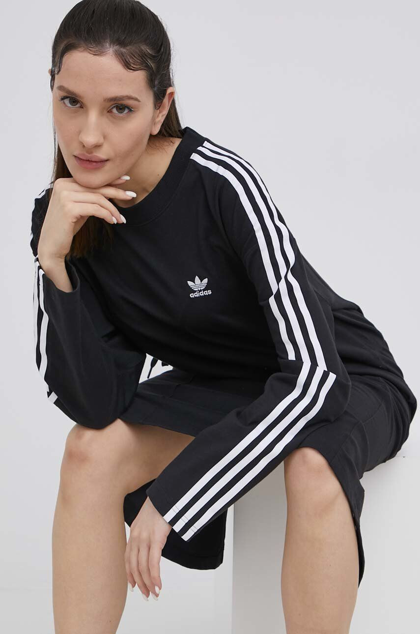 adidas Originals rochie din bumbac Adicolor HC2059 culoarea negru midi oversize - Pled.ro