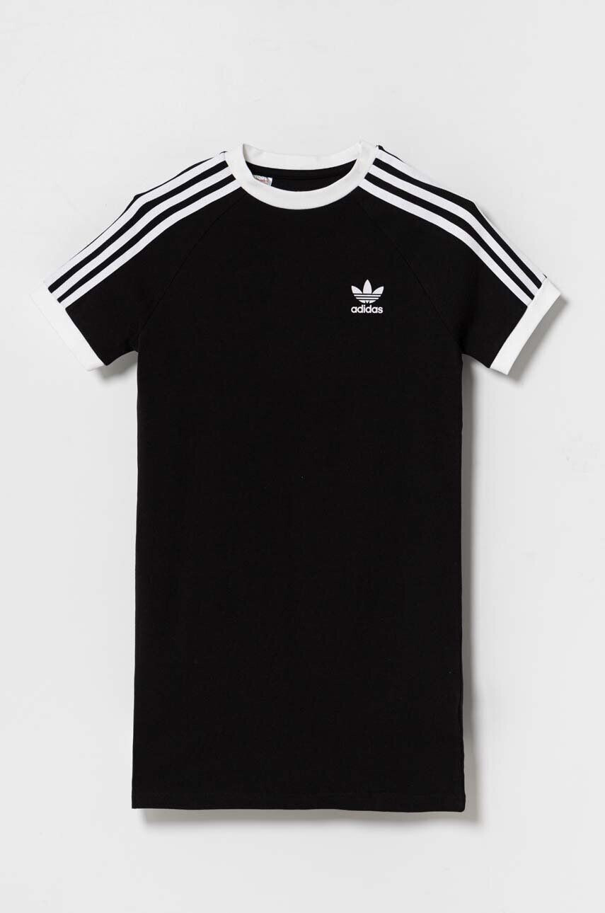 adidas Originals rochie din bumbac pentru copii culoarea negru mini drept - Pled.ro