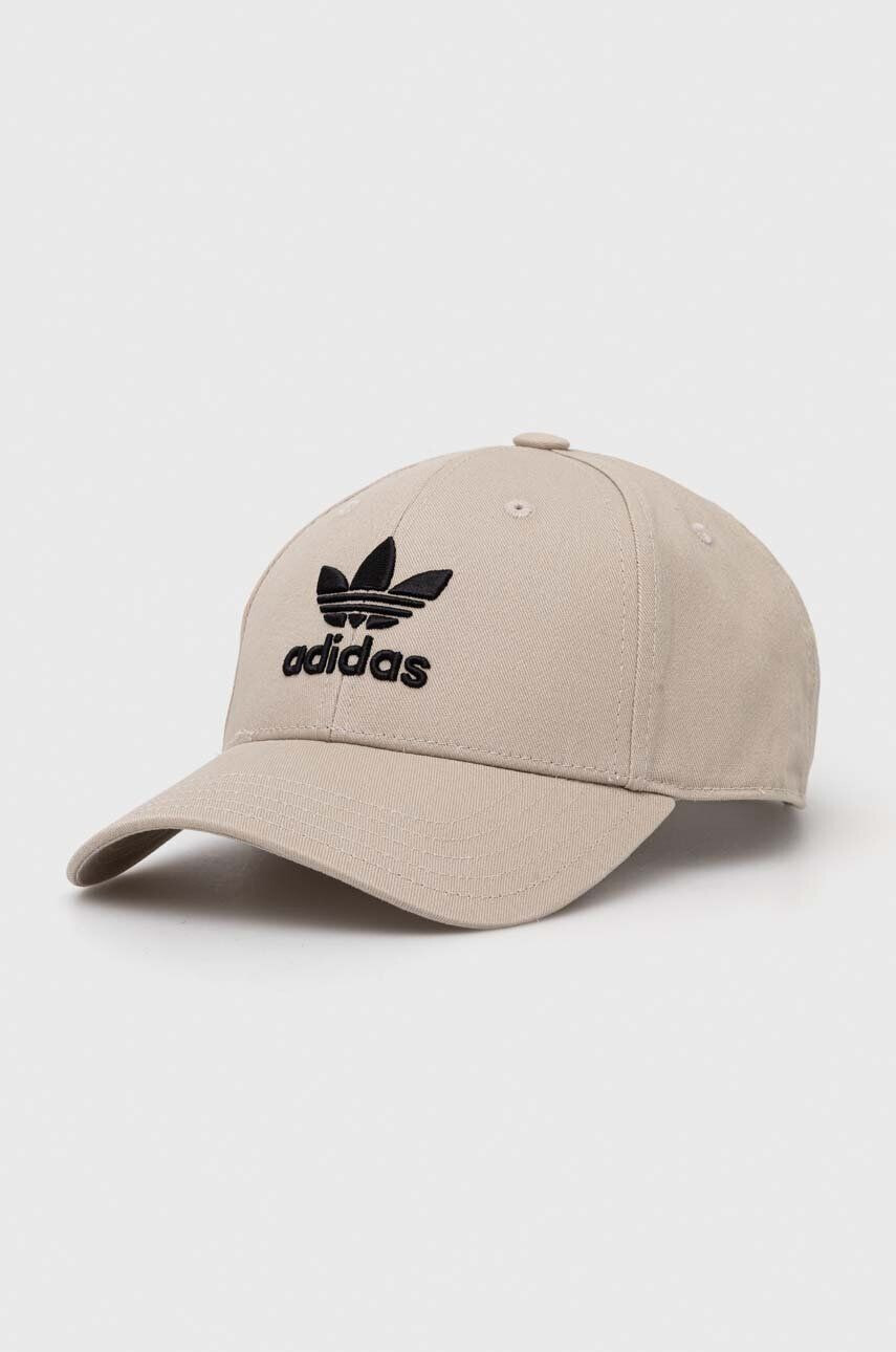 adidas Originals șapcă de baseball din bumbac culoarea bej cu imprimeu - Pled.ro