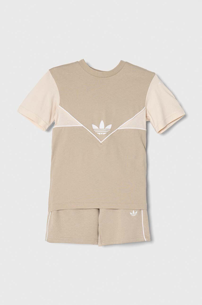 adidas Originals set de bumbac pentru copii culoarea bej - Pled.ro