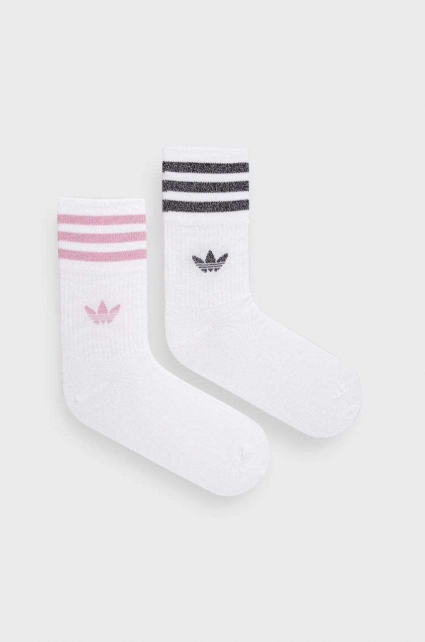 adidas Originals șosete (2-pack) femei culoarea alb HK0301-WHT/BLPNK - Pled.ro