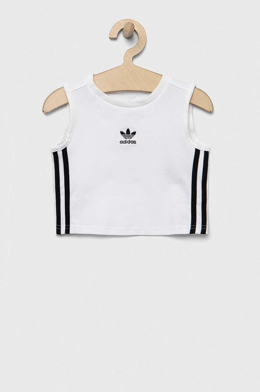 adidas Originals top copii culoarea alb cu imprimeu - Pled.ro