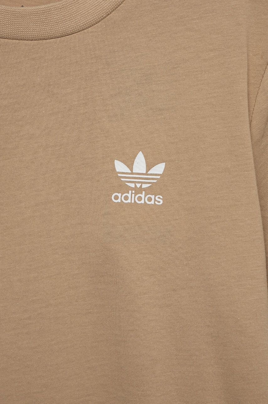 adidas Originals tricou de bumbac pentru copii culoarea bej cu imprimeu - Pled.ro