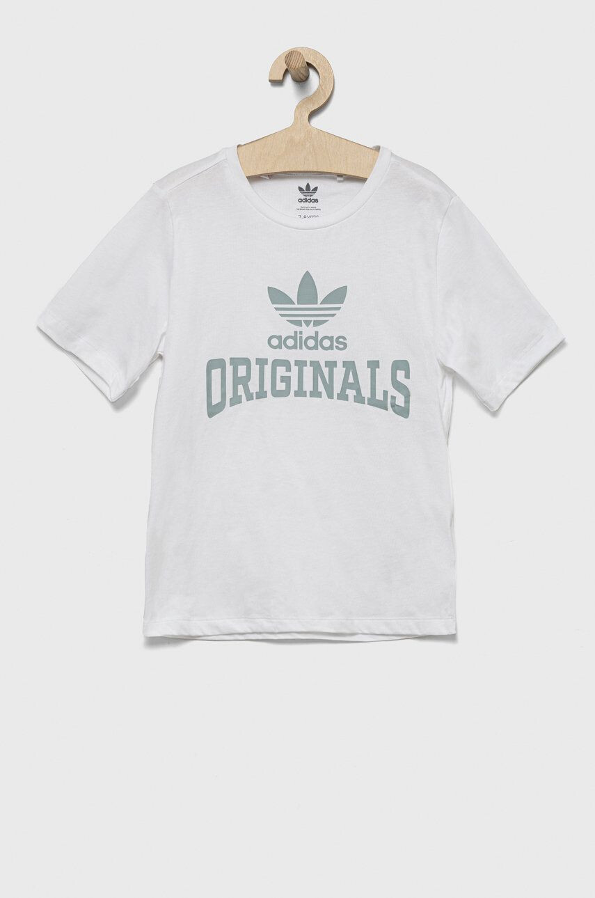 adidas Originals tricou de bumbac pentru copii culoarea alb cu imprimeu - Pled.ro