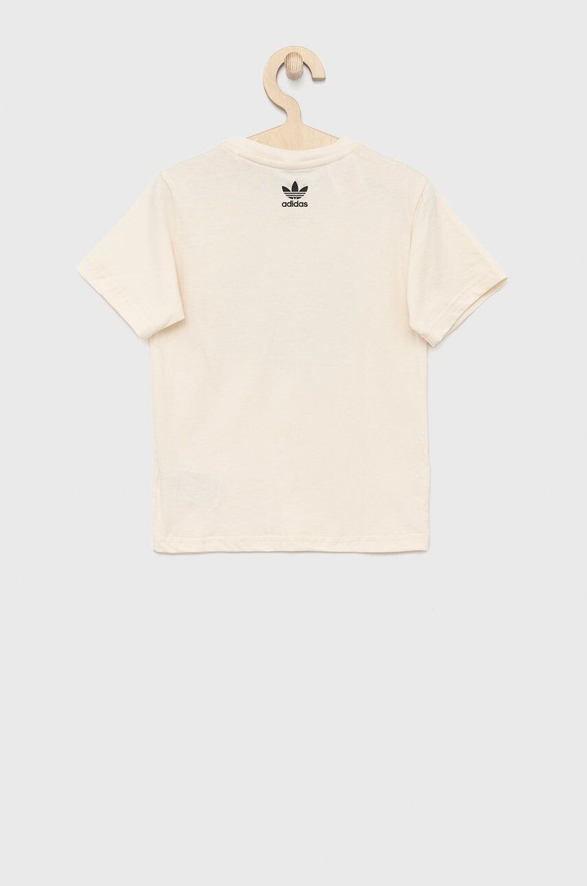 adidas Originals tricou de bumbac pentru copii culoarea bej cu imprimeu - Pled.ro