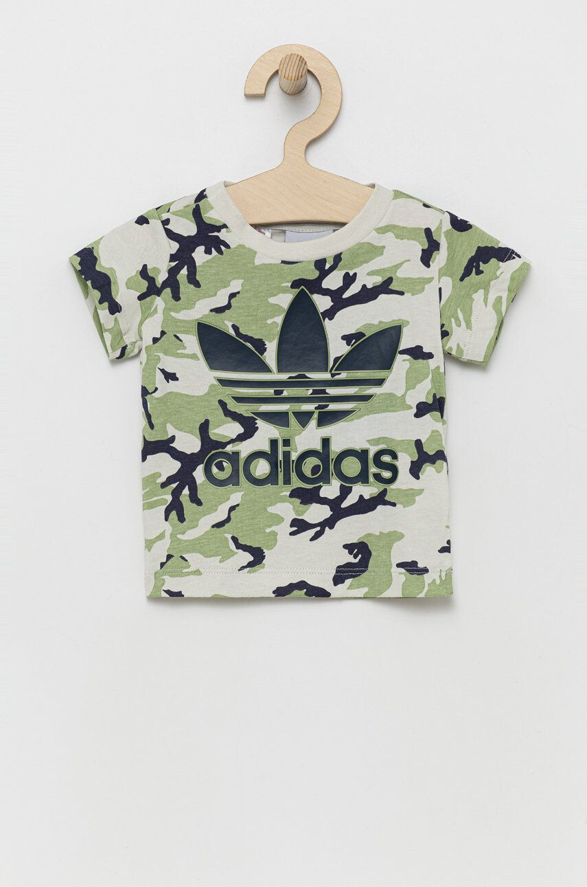 adidas Originals tricou de bumbac pentru copii HE6924 culoarea verde cu imprimeu - Pled.ro