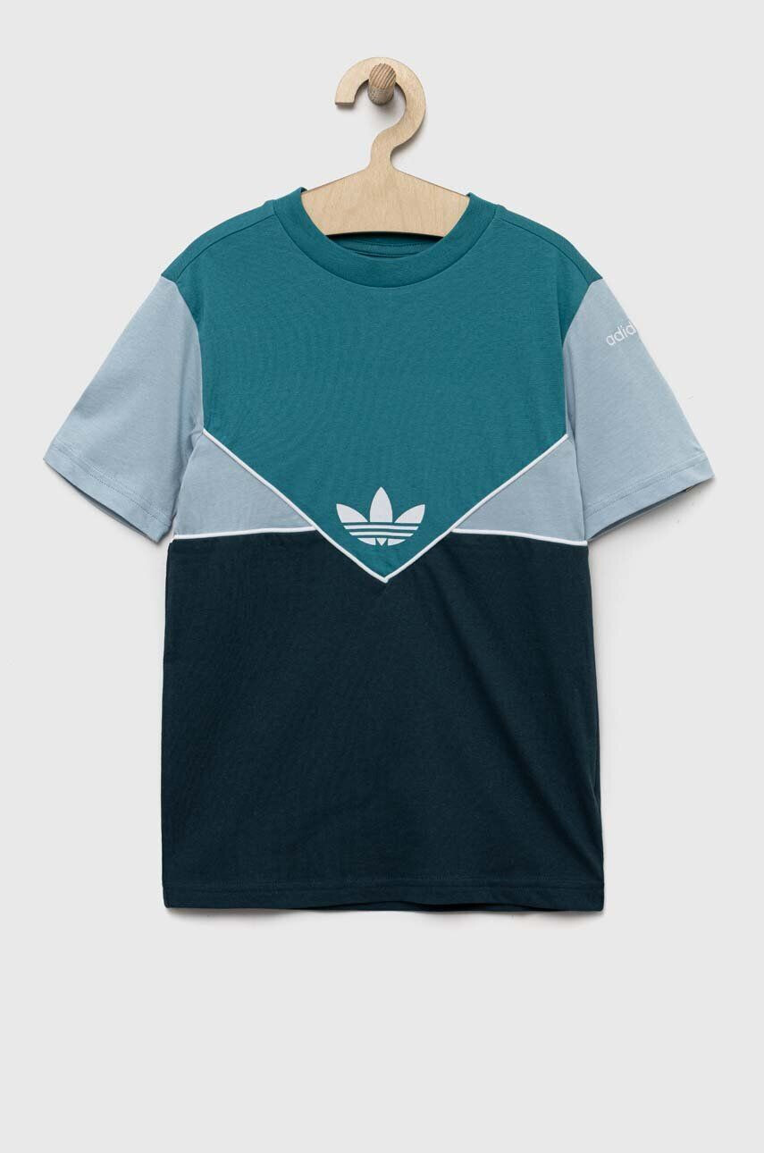 adidas Originals tricou de bumbac pentru copii culoarea turcoaz modelator - Pled.ro