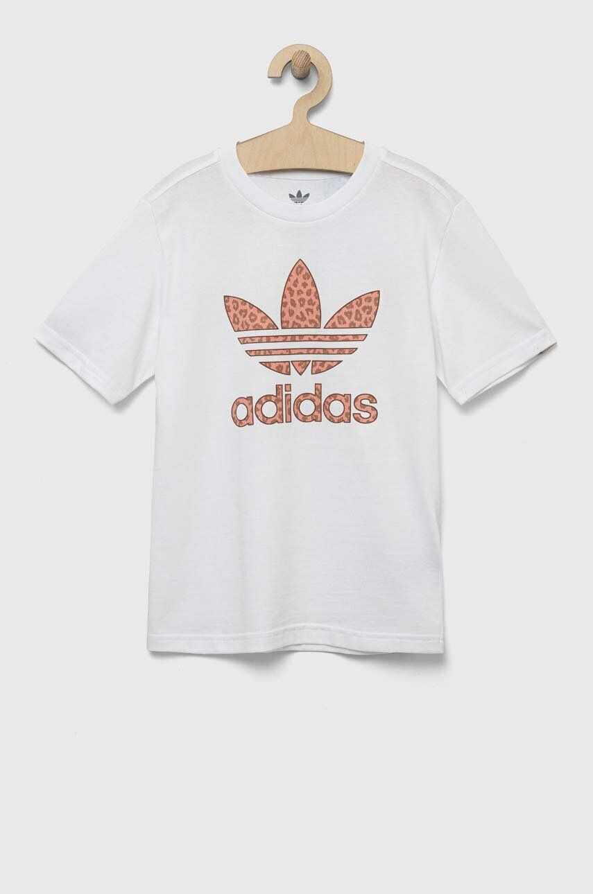 adidas Originals tricou de bumbac pentru copii culoarea alb cu imprimeu - Pled.ro