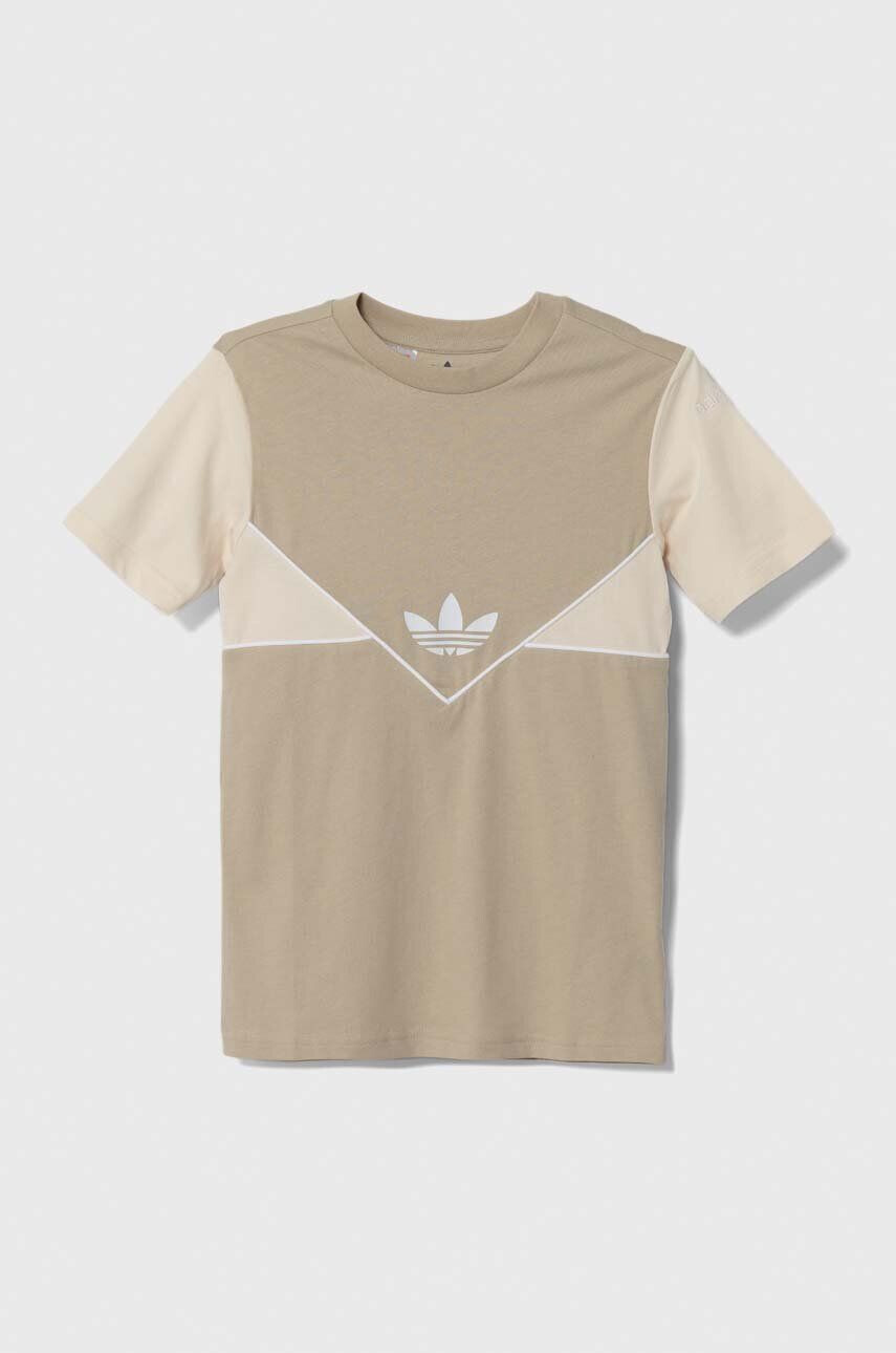 adidas Originals tricou de bumbac pentru copii culoarea bej modelator - Pled.ro