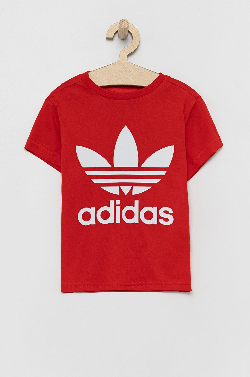 adidas Originals tricou de bumbac pentru copii culoarea alb cu imprimeu - Pled.ro