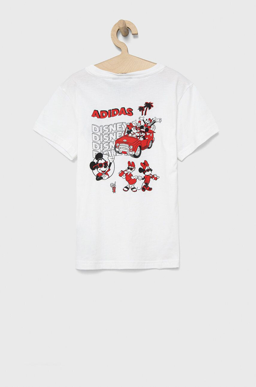 adidas Originals tricou de bumbac pentru copii Disney HF7576 culoarea alb cu imprimeu - Pled.ro