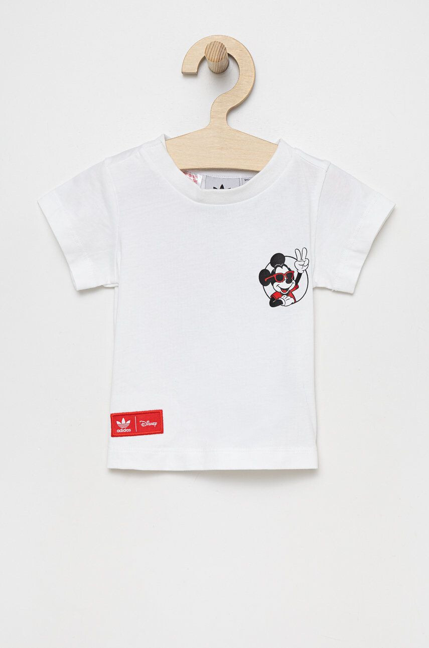 adidas Originals tricou de bumbac pentru copii Disney HF7523 culoarea alb cu imprimeu - Pled.ro