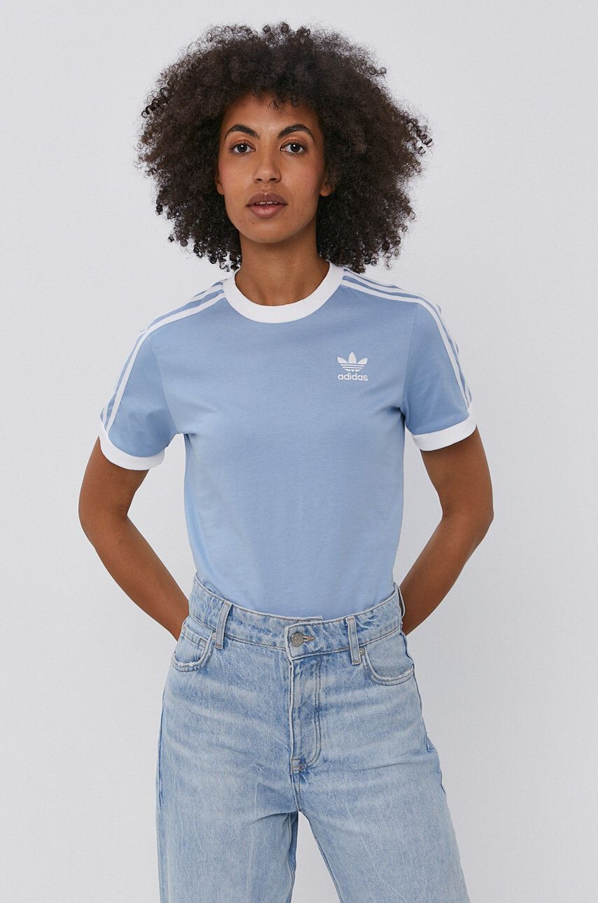 adidas Originals tricou din bumbac culoarea bej neted - Pled.ro