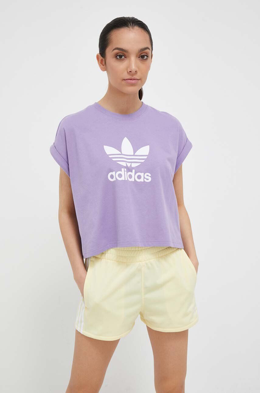 adidas Originals tricou din bumbac culoarea violet - Pled.ro