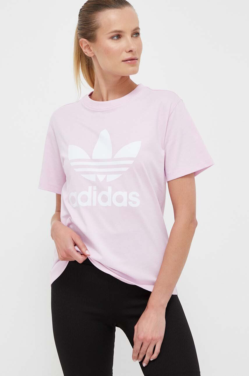 adidas Originals tricou din bumbac culoarea roz - Pled.ro