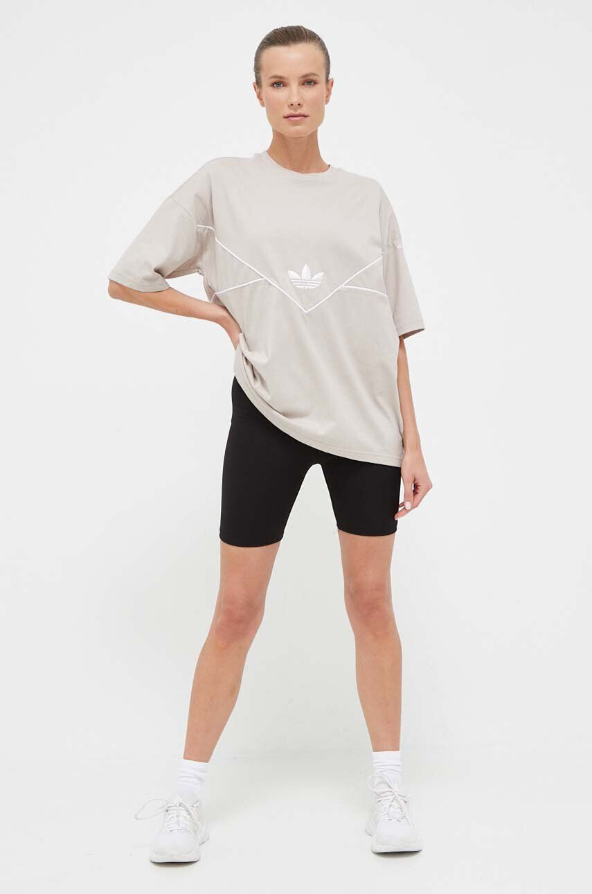 adidas Originals tricou din bumbac culoarea bej - Pled.ro