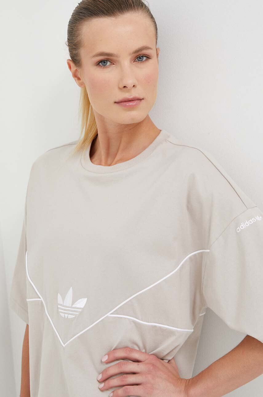 adidas Originals tricou din bumbac culoarea bej - Pled.ro