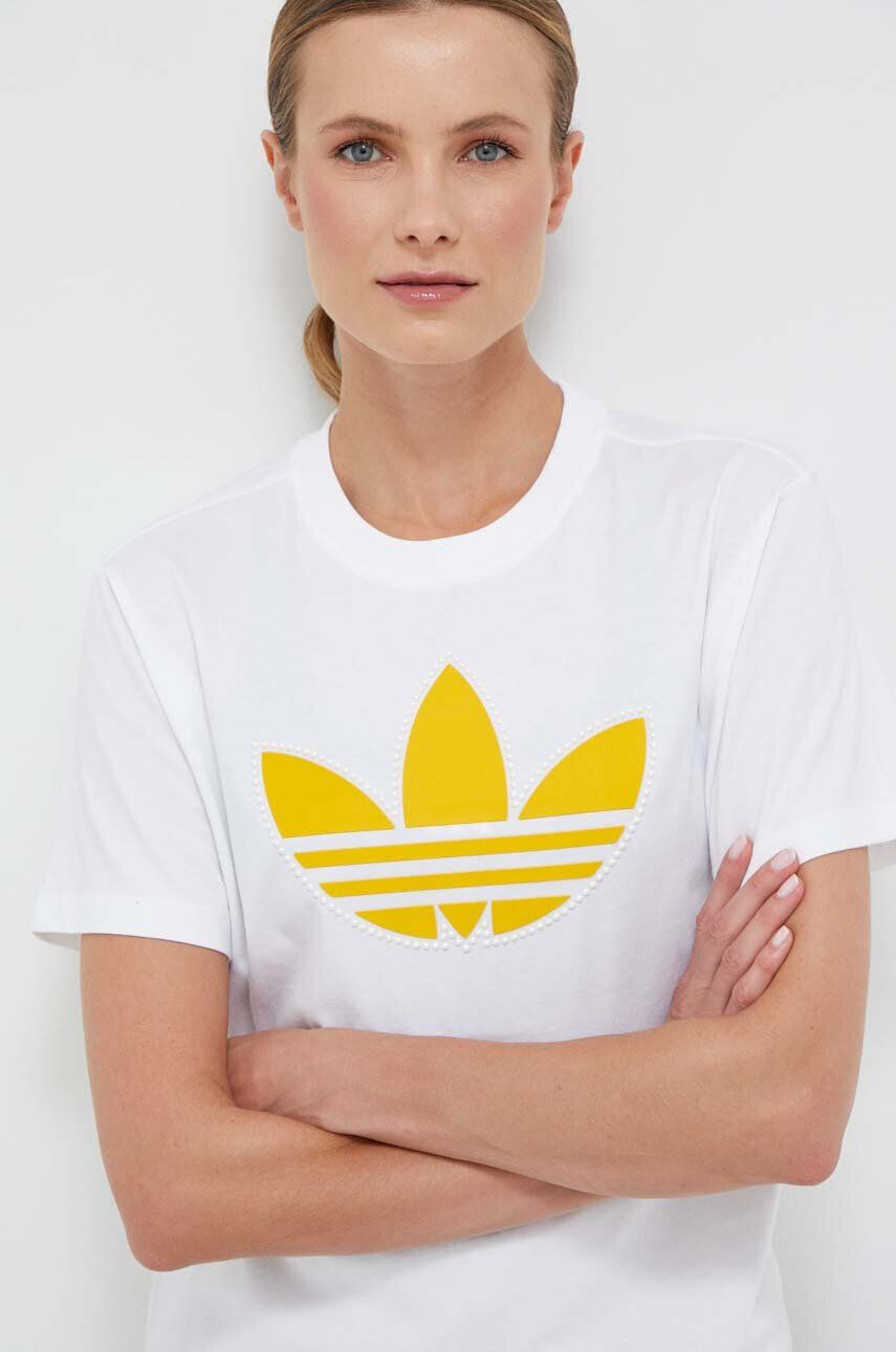 adidas Originals tricou din bumbac culoarea bej - Pled.ro