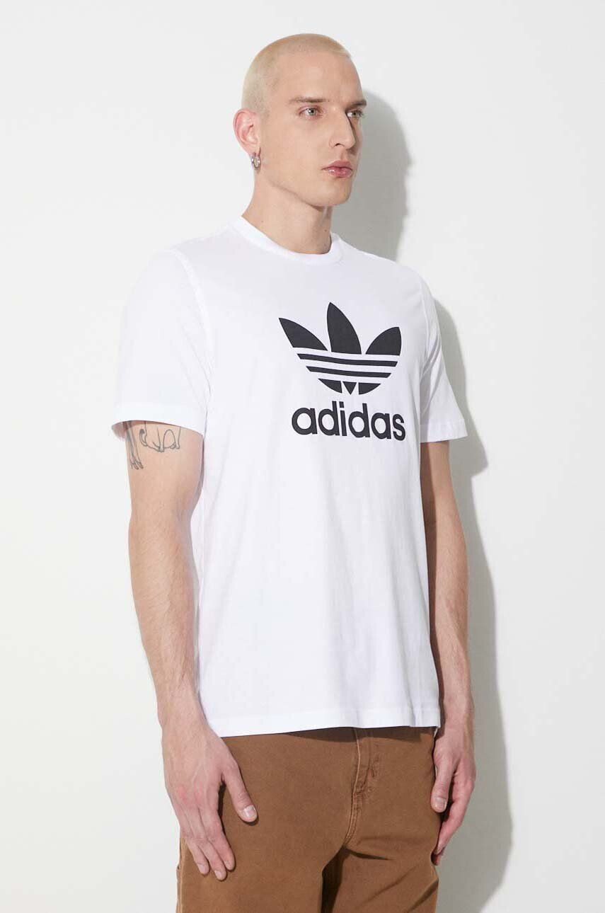 adidas Originals tricou din bumbac culoarea alb cu imprimeu - Pled.ro