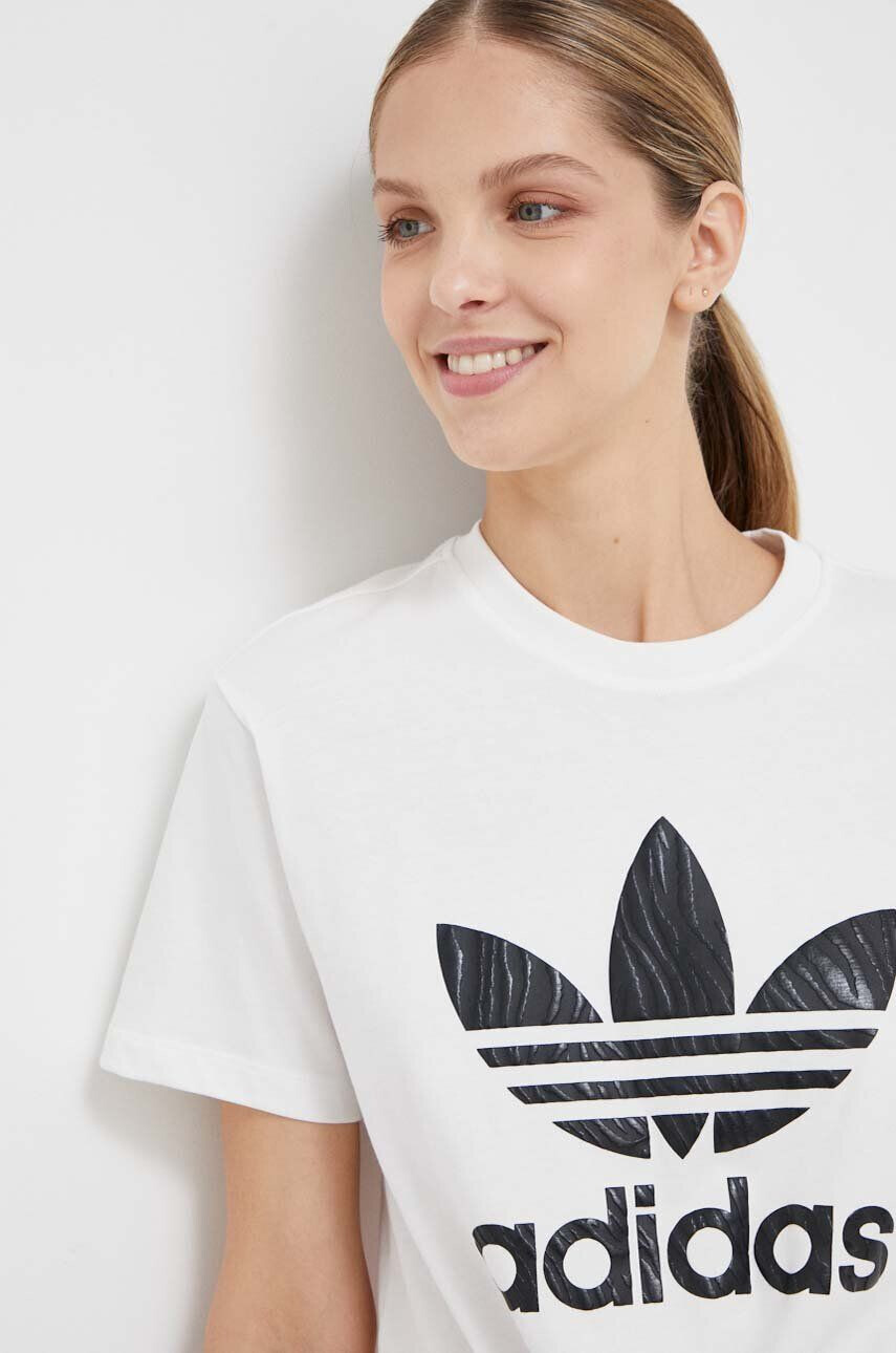 adidas Originals tricou din bumbac culoarea bej - Pled.ro