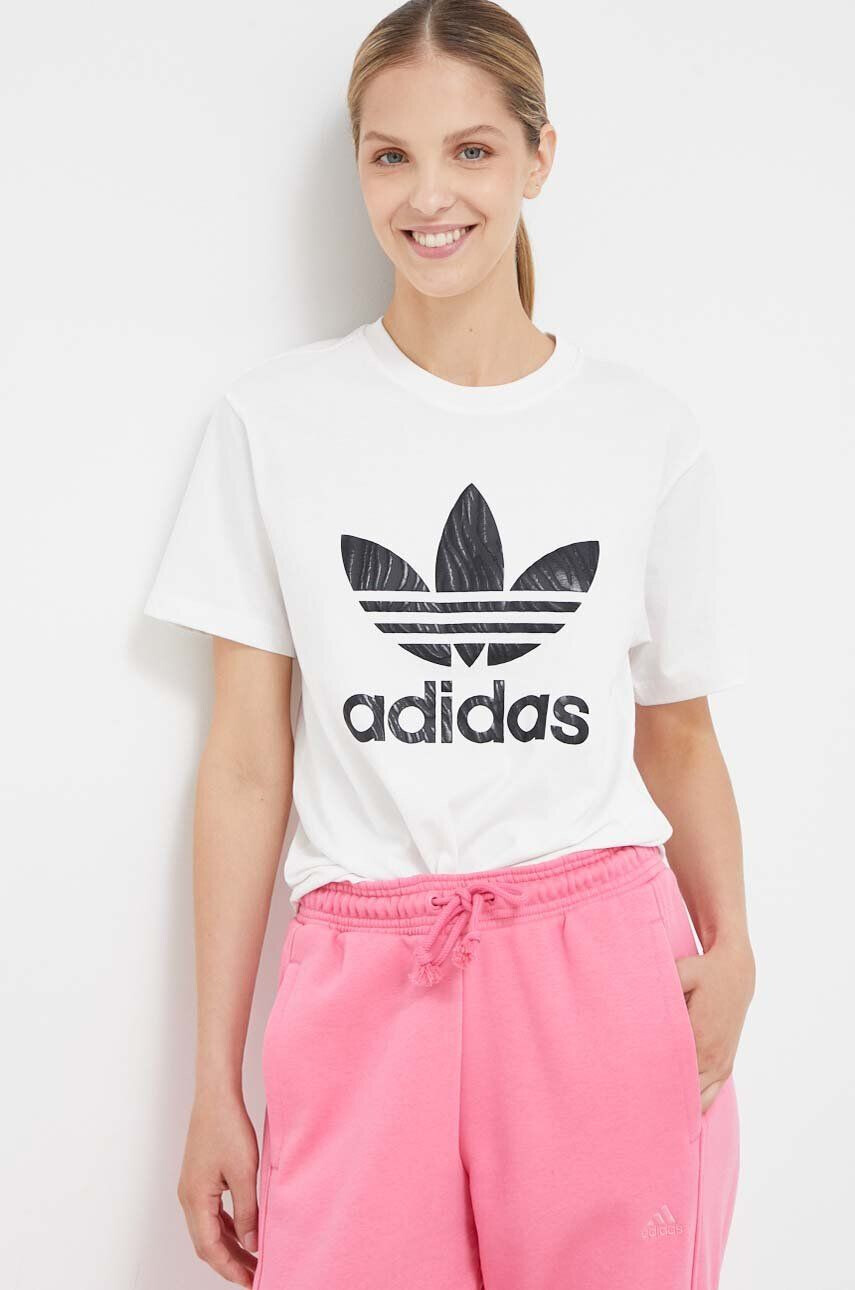 adidas Originals tricou din bumbac culoarea bej - Pled.ro