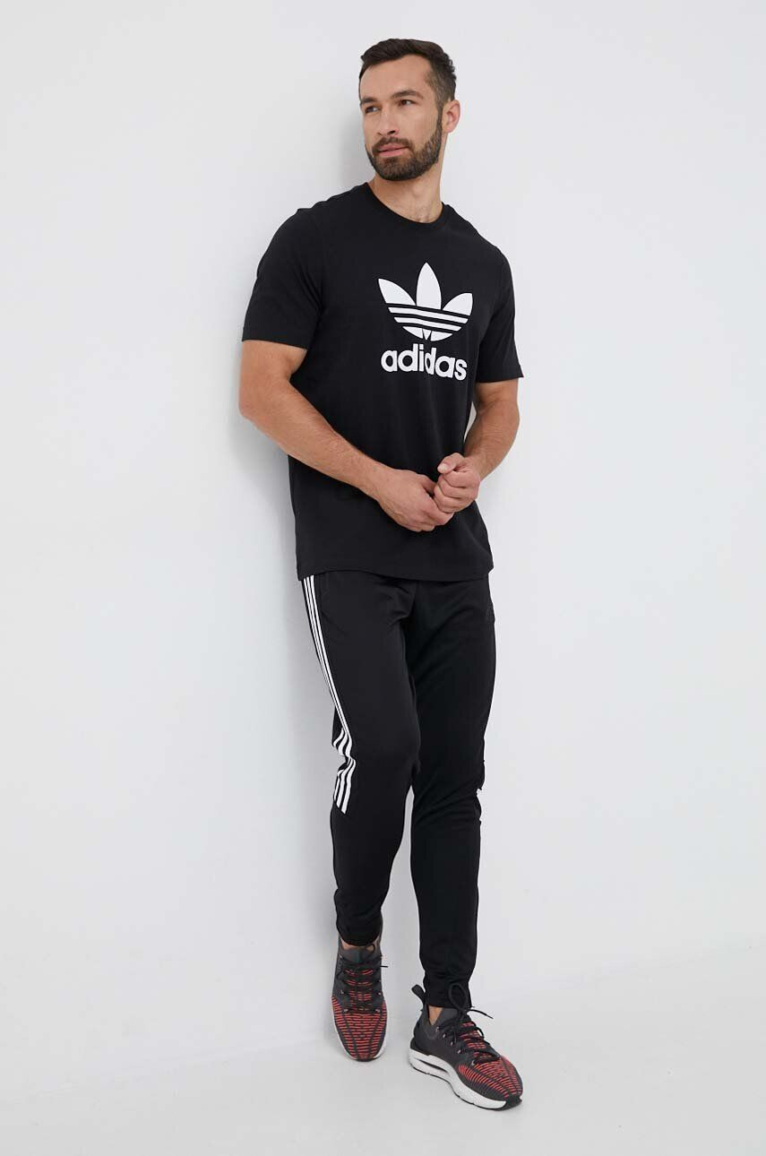 adidas Originals tricou din bumbac culoarea negru cu imprimeu - Pled.ro