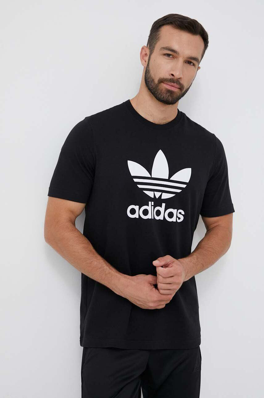 adidas Originals tricou din bumbac culoarea negru cu imprimeu - Pled.ro