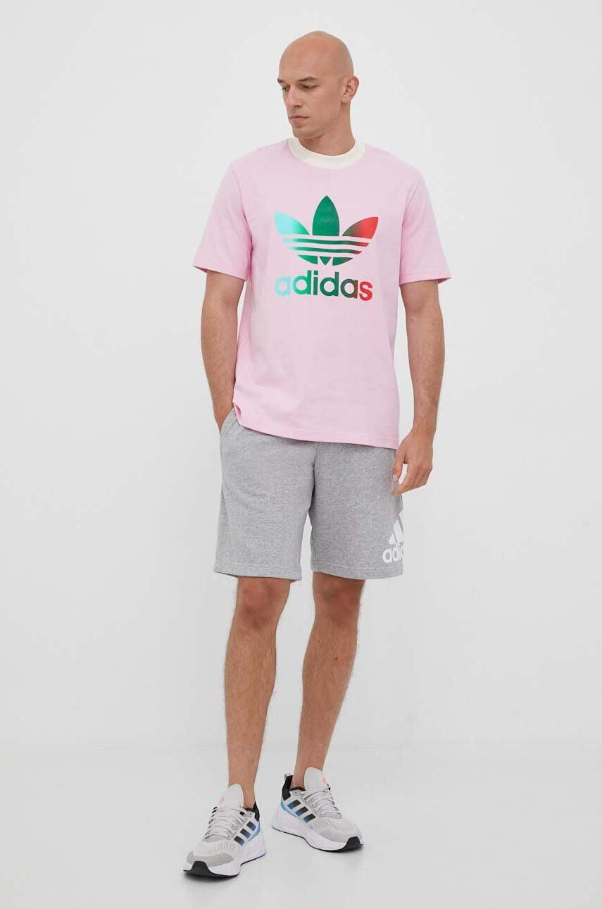 adidas Originals tricou din bumbac culoarea roz cu imprimeu - Pled.ro