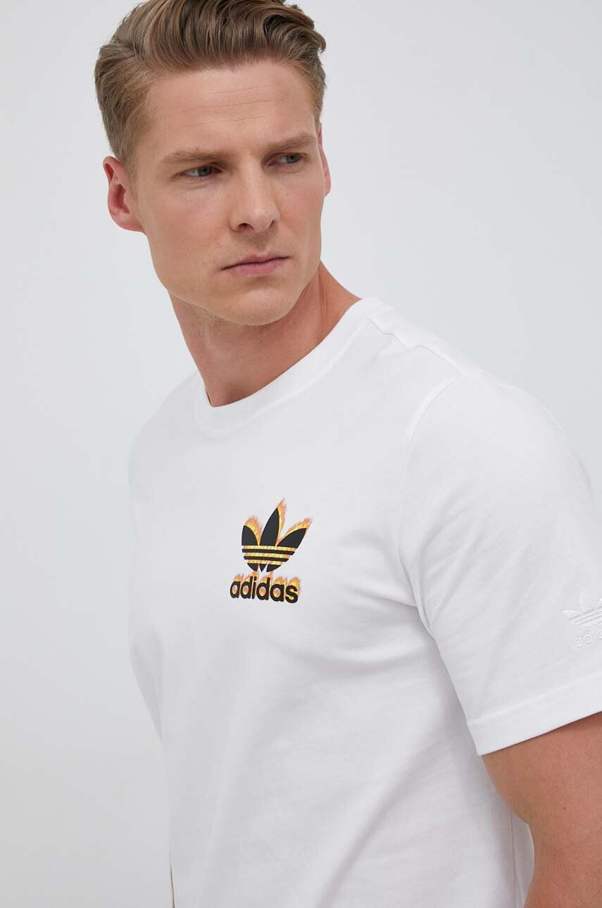 adidas Originals tricou din bumbac culoarea alb cu imprimeu - Pled.ro