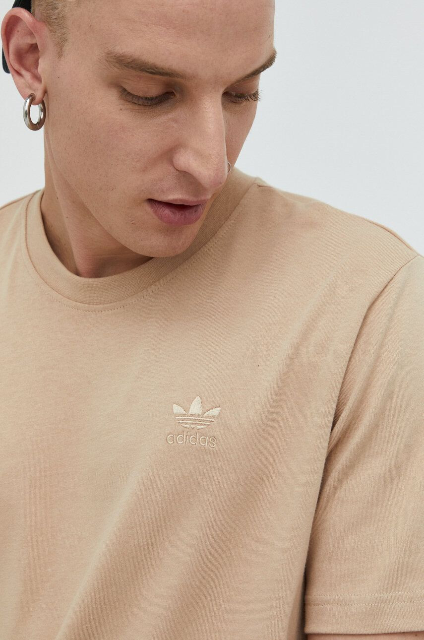 adidas Originals tricou din bumbac culoarea bej neted - Pled.ro