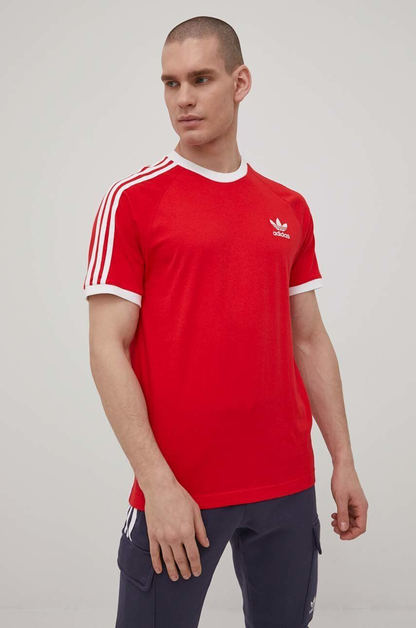 adidas Originals tricou din bumbac Adicolor HE9547 culoarea rosu cu imprimeu HE9547-VIVRED - Pled.ro