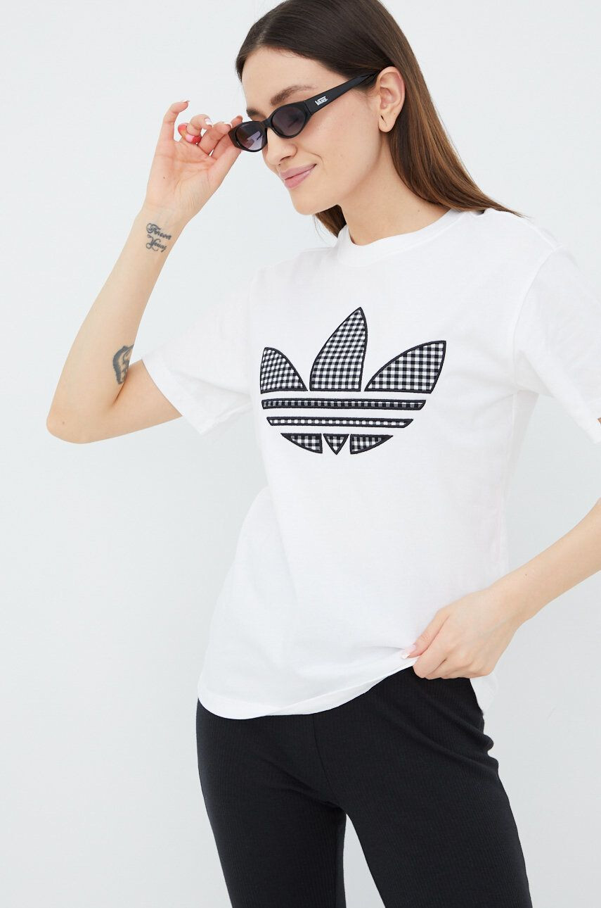 adidas Originals tricou din bumbac Trefoil Moments HB9436 culoarea alb - Pled.ro