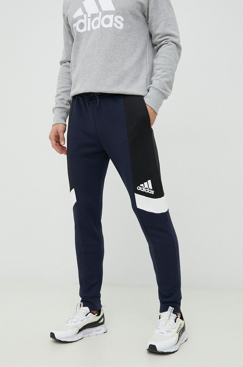 adidas pantaloni de trening barbati culoarea albastru marin modelator - Pled.ro