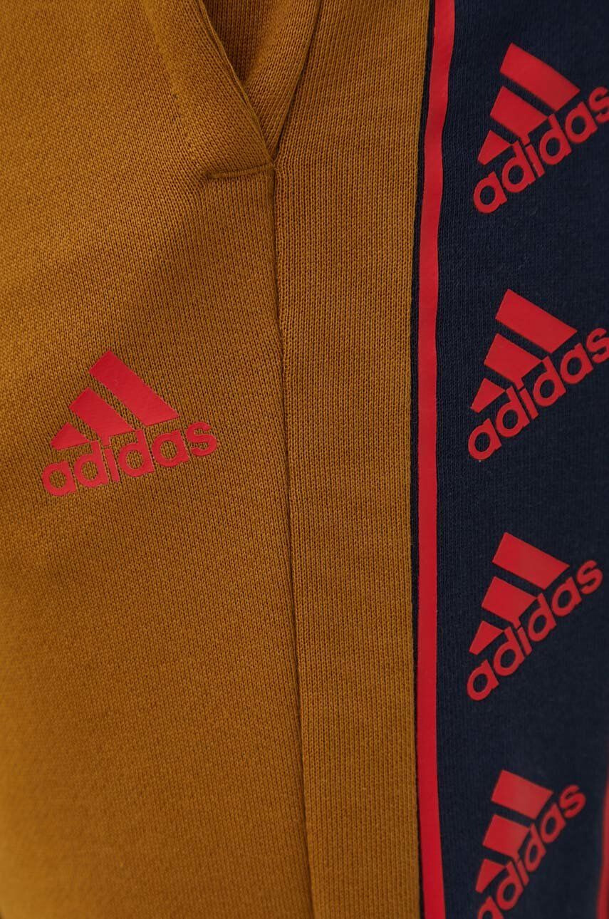 adidas pantaloni de trening din bumbac Barbati culoarea negru cu imprimeu - Pled.ro