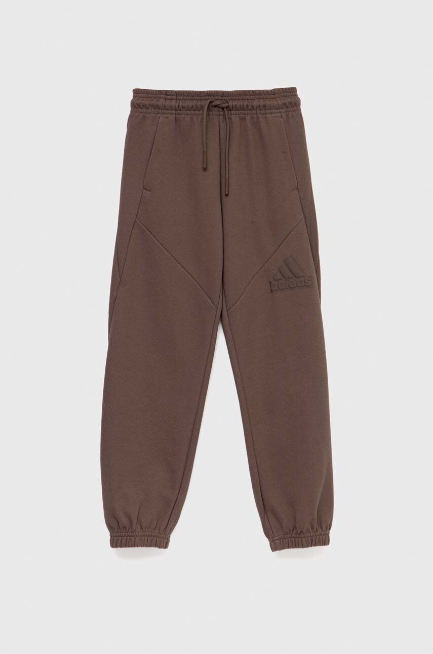 adidas pantaloni de trening pentru copii U FI culoarea maro neted - Pled.ro